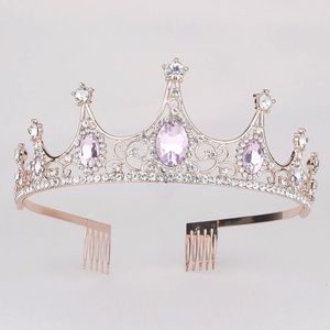 Metal princess crown with pink rhinestones